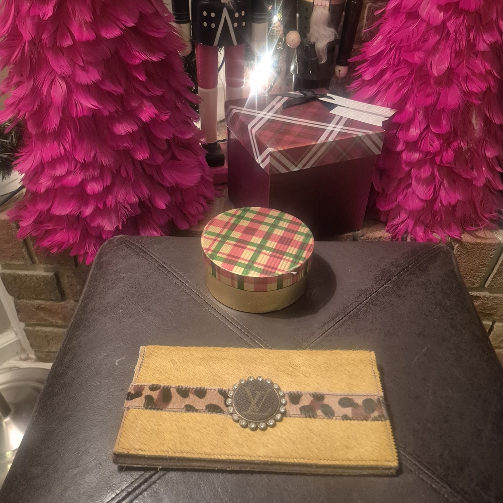 Louis Vuitton Yellow and Brown Leopard Print Furr Wallet Upcycled